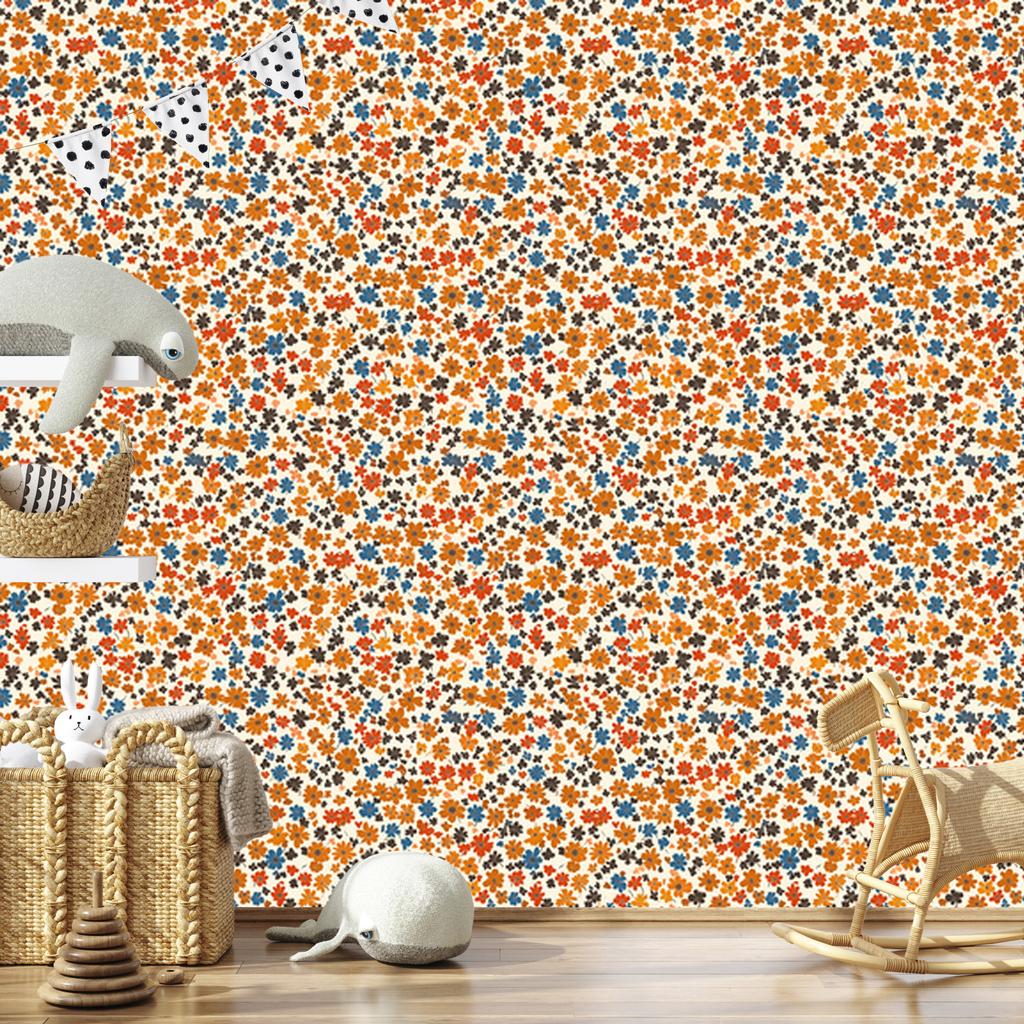 Wallpaper Flowers Cream, Gold and Beige for Living Room and Bedroom 50x1000