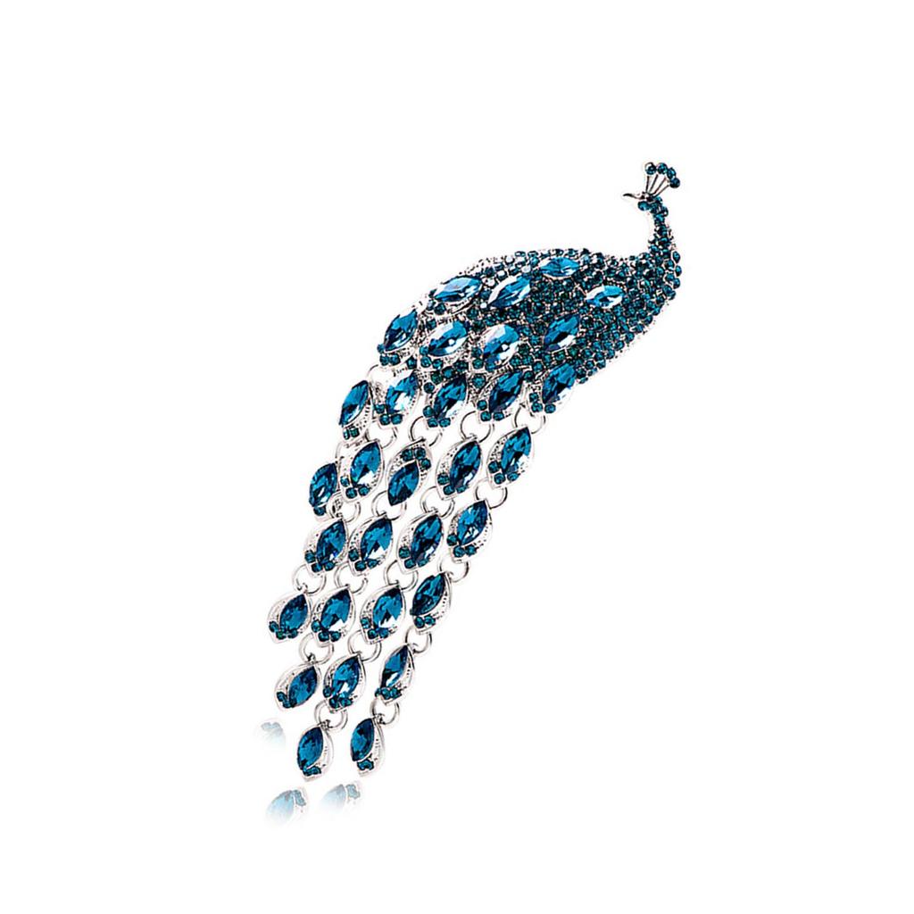 Artistic Long Tail Peacocks Brooch Enhancing Your Unique Fashion Style Statement Clothing Jewelry Colorful Crystal Brooch