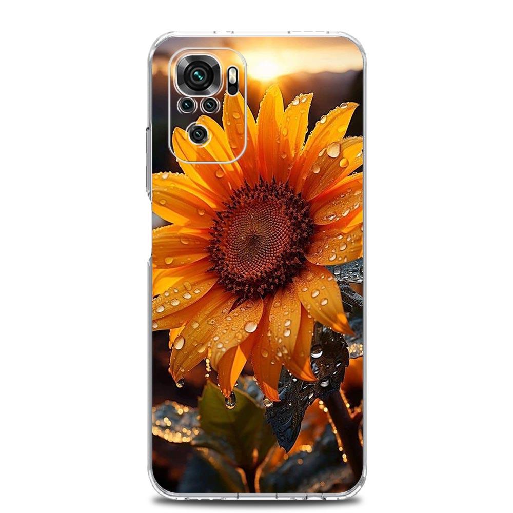 Phone Case For Xiaomi Redmi Note 13 12 5G 9S 9 8 10 11 Pro Plus 4G 9T 13C 12C 10C 9C 9A 7 Pro Clear Cover Beauty Flowers Leaves