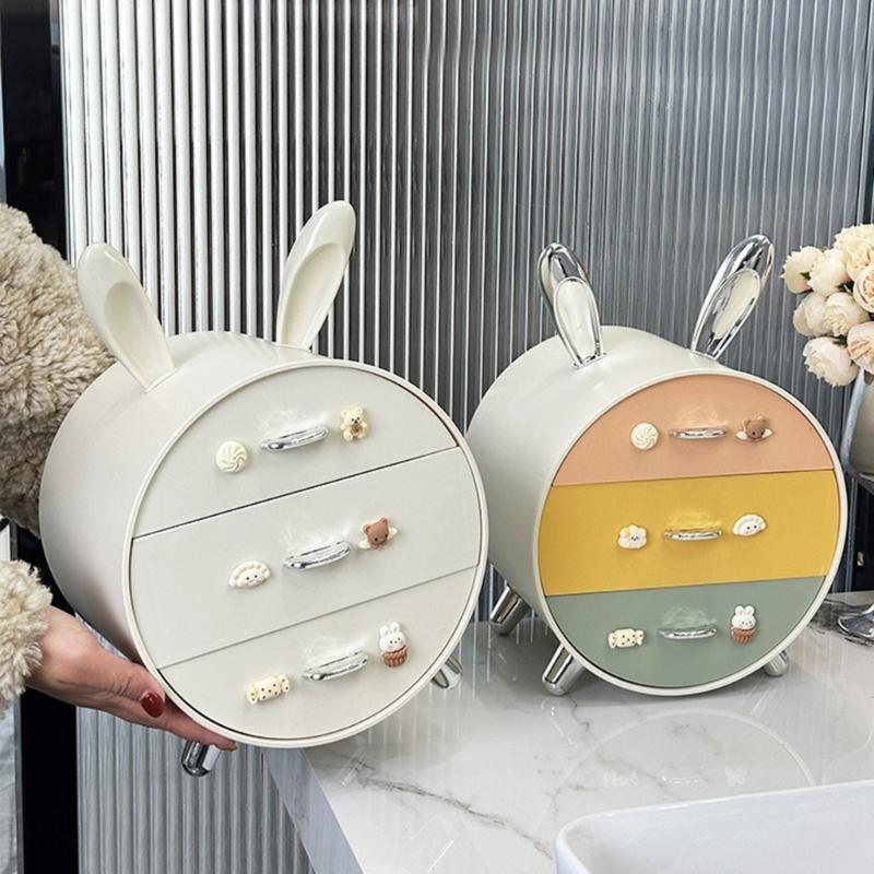 Jewelry Stationery Desk Organizer Cosmetics Storage Rack with Pull Out Drawers Multiurpose Makeup Tool Holder Shelf