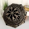Viking Compass Vegvisir Norse Symbol Tapestry Wall Hanging Decor Umbrella, Cute Umbrella with Cute Design, Portable 3-Fold Compact Umbrella for Men &