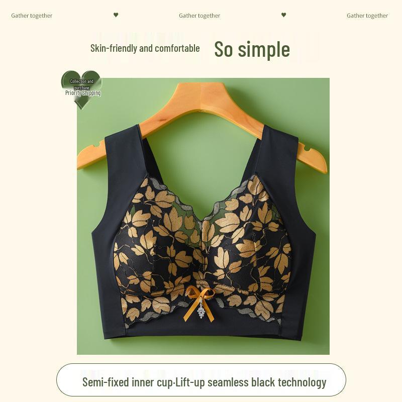 

Кружевной бесшовный бюстгальтер без косточек большого размера: Боковая поддержка против провисания, фиксированные чашки, минимизирующий эффект для большой груди 4L [160-175 lbs] чёрный