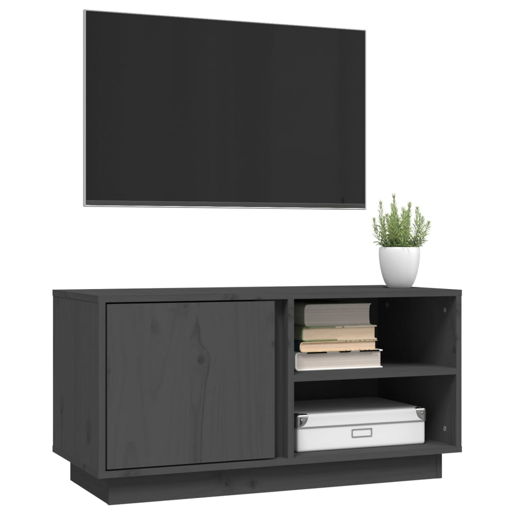 Vidaxl Szafka Pod Telewizor, Szara, 80X35X40,5 Cm, Lite Drewno Sosnowe