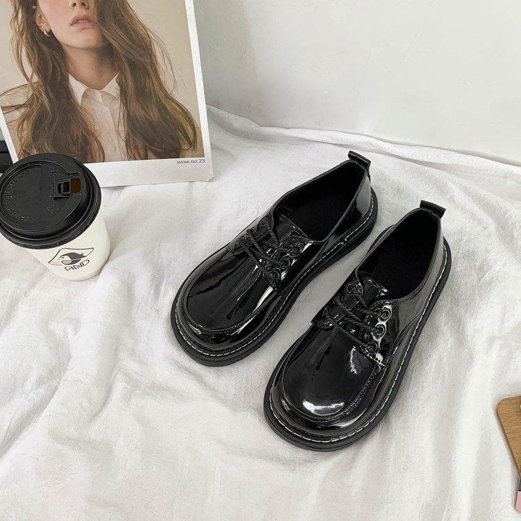 

Summer small leather shoes women s autumn new student retro single shoes black lace-up casual 40
