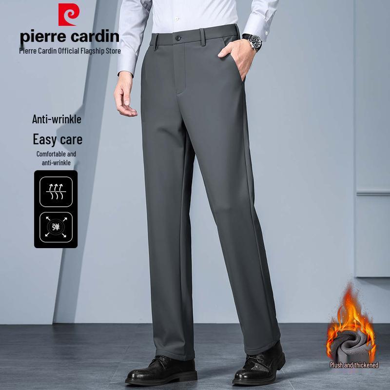 Pánské plusové sametové zesílené elastické ležérní kalhoty s rovnými nohavicemi Pierre Cardin