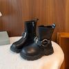 Children Leather Boots Suede Warm Kids  Boots Korean Style Versatile  Autumn Winter Girls Princess Boots Round Toes
