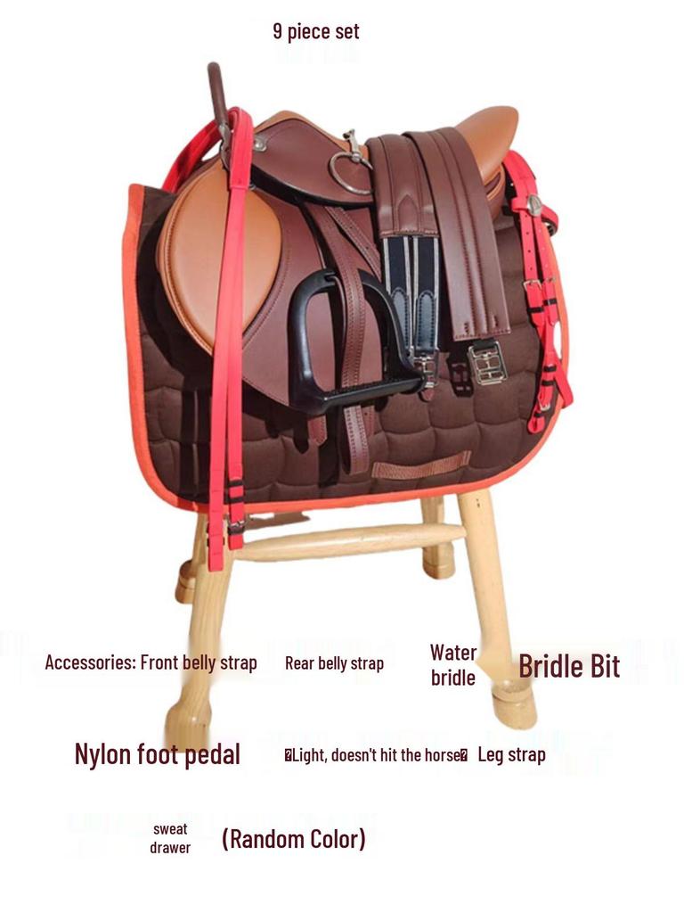 All-Purpose Children's Saddle Set for Shetland Pony Teaching & Riding with English Tack & Stirrups