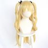 Anime Genshin Impact Fischl Cosplay Wig Blonde Twin Curly Ponytails Golden Straight Heat Resistant Synthetic Hair Wigs