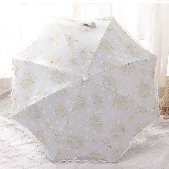 Double-Layer Lace Embroider Sun Umbrella Thickened Sun Protection UV Protection Dual-Use Black Glue Sun Umbrella Automatic Umbrella Female