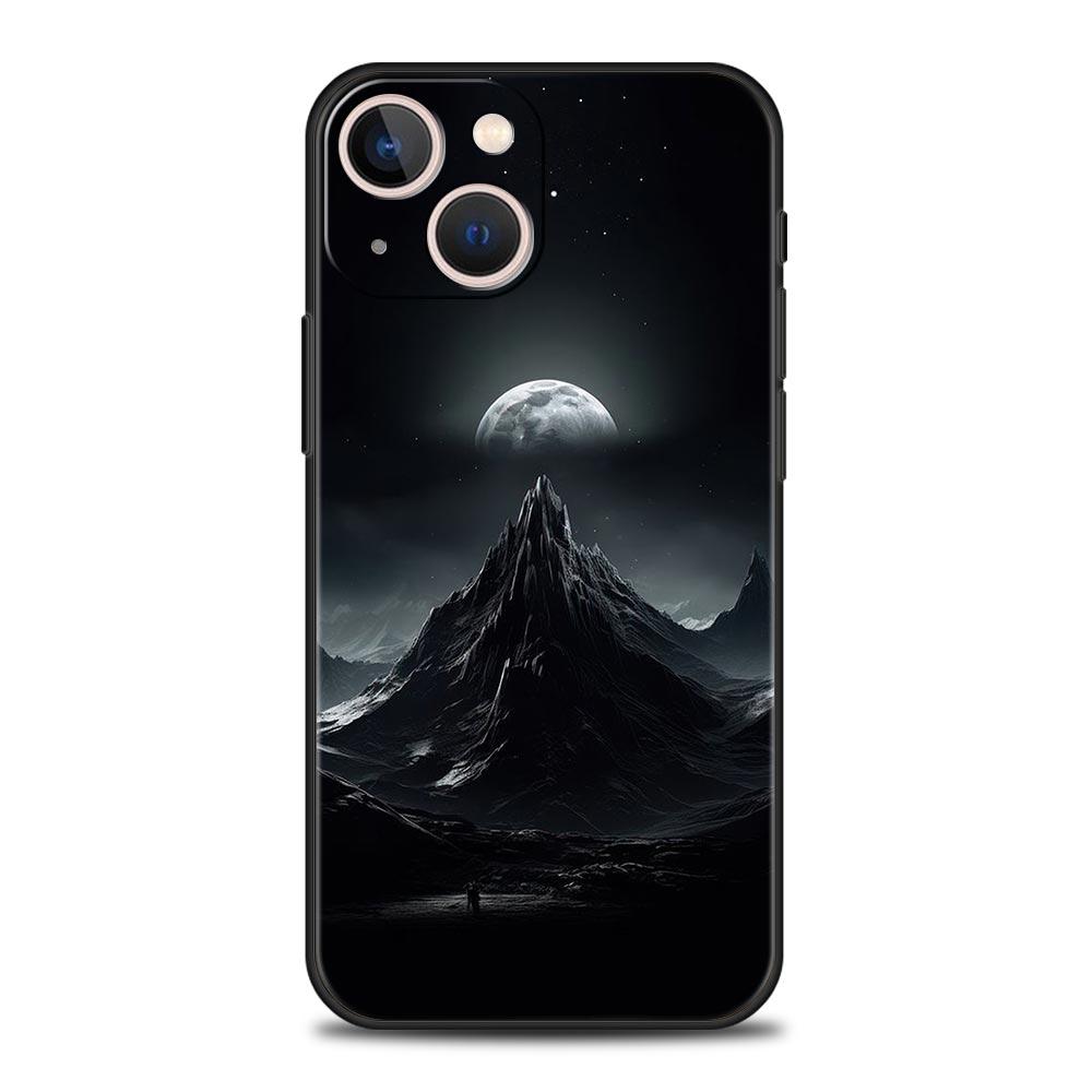 Black Mountain Peak Phone Case Cover for iPhone 17 16 15 14 13 12 11 Pro Max 17 Air Plus Shockproof Soft TPU Shell Fundas Capas