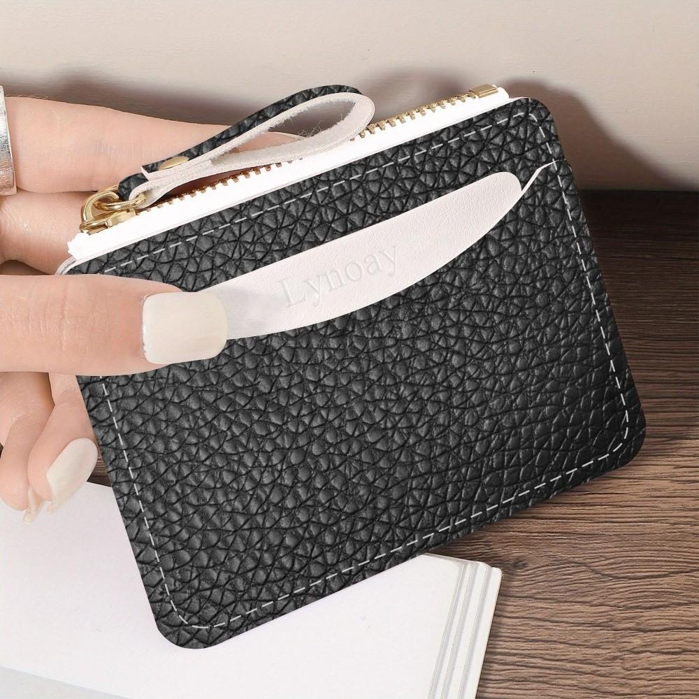 New PU Leather Credit Card Holder Multiple Card Slots Water-resistant Zipper Wallet Slim Simple Card Case for Women Girls