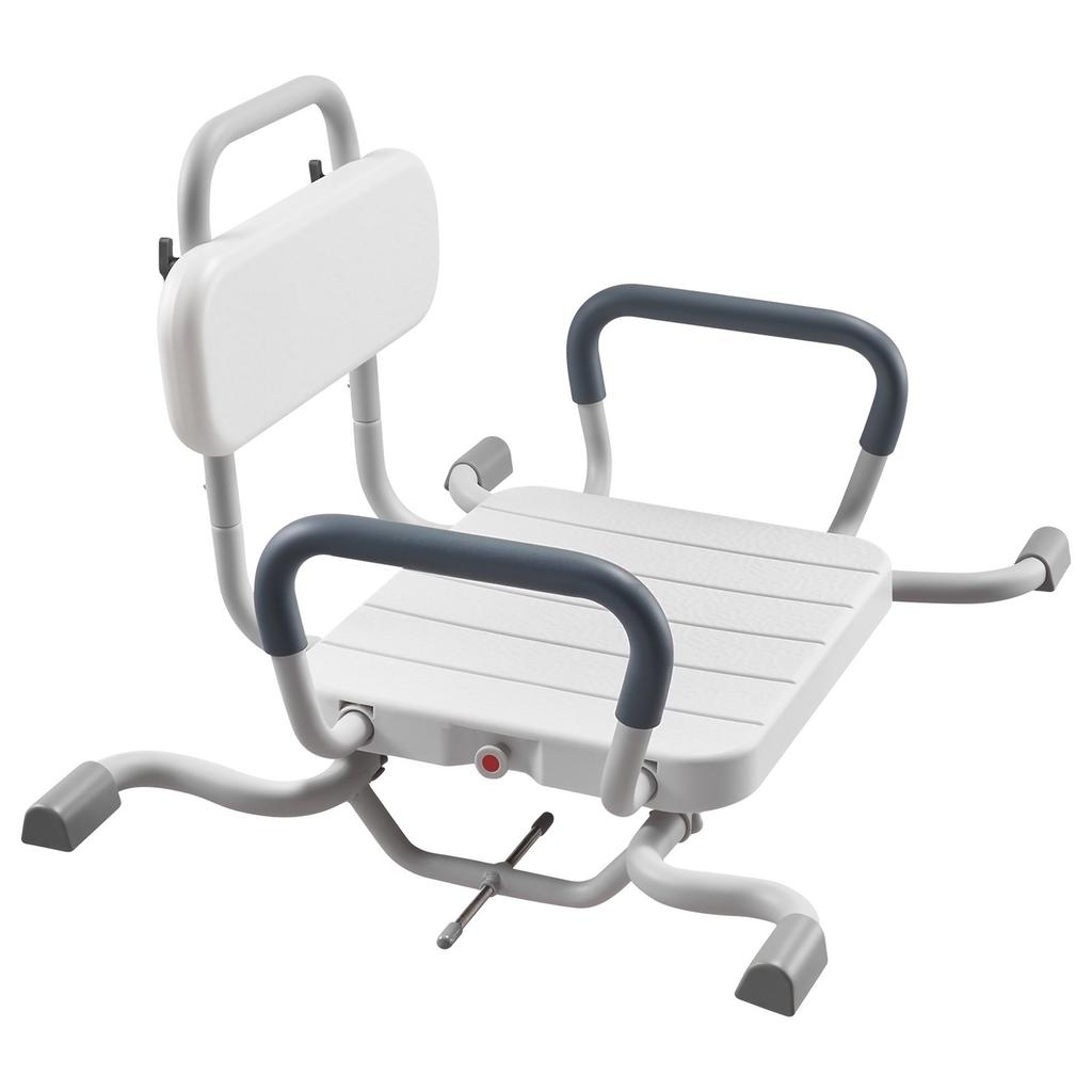 Swivel Shower Chair with Arms and Back, 100 Kg Heavy Duty Bench Seat for Inside Shower Stall and Bathtub Mounting, Bathroom Bath Tub Seat for Adults,