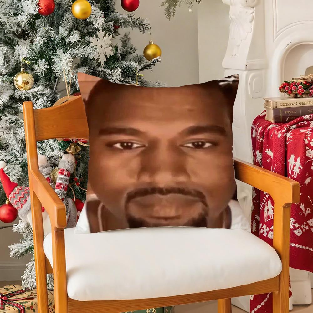 Funny K-Kanye Meme Pillow Case Silky Short Plush With Invisible Zipper Dustproof Sofa Cushion Cover For Home Decor