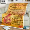To My Daughter Blanket From Dad Elephant Hug Blanket With Love Message, Butterfly Floral Gift, Birthday Or Christmas Gift