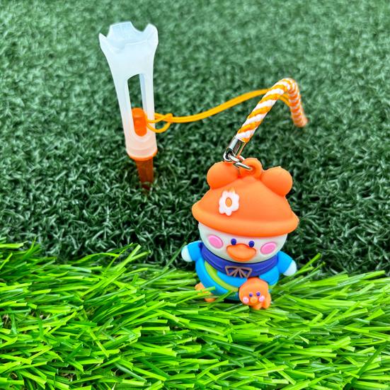 Kreslená kachna Držák na golfová odpaliště s provázkem proti ztrátě Průhledná plastová PVC odpaliště pro konzistentní odpaly Zábavné novinkové golfové příslušenství
