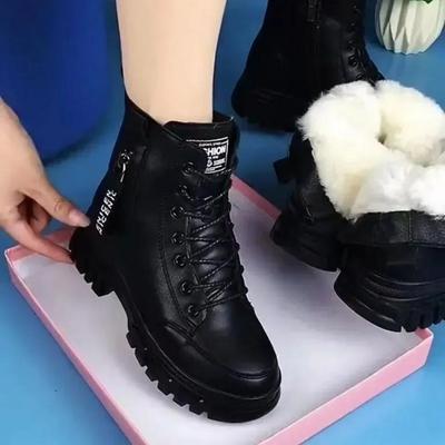 Modne codzienne buty damskie zimowe ciepłe plus aksamitne czarne botki na wszystkie mecze grube bawełniane trampki Zapatillas