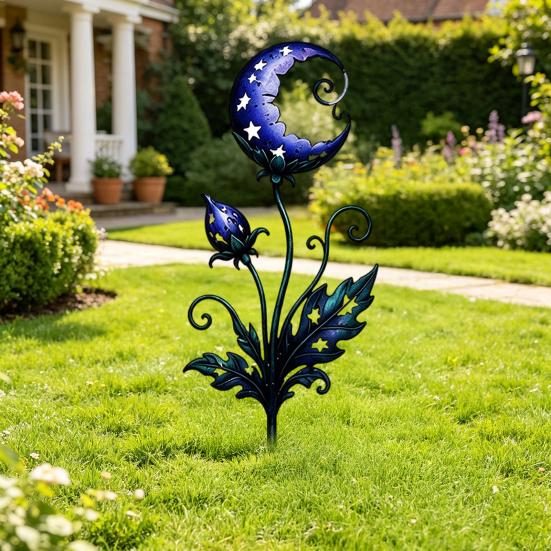 2D Sunflowers Garden Stake Retro Flat Metal Plant Decoration Carnivorous Flower Yard Art