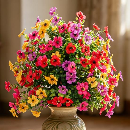 Künstliche Petunienblume für den Außenbereich 56 cm UV-beständige Fake-Büsche Kugelform Buchsbaum-Imitat Realistische Kunstblume mit Stab für Veranda Garten Hof