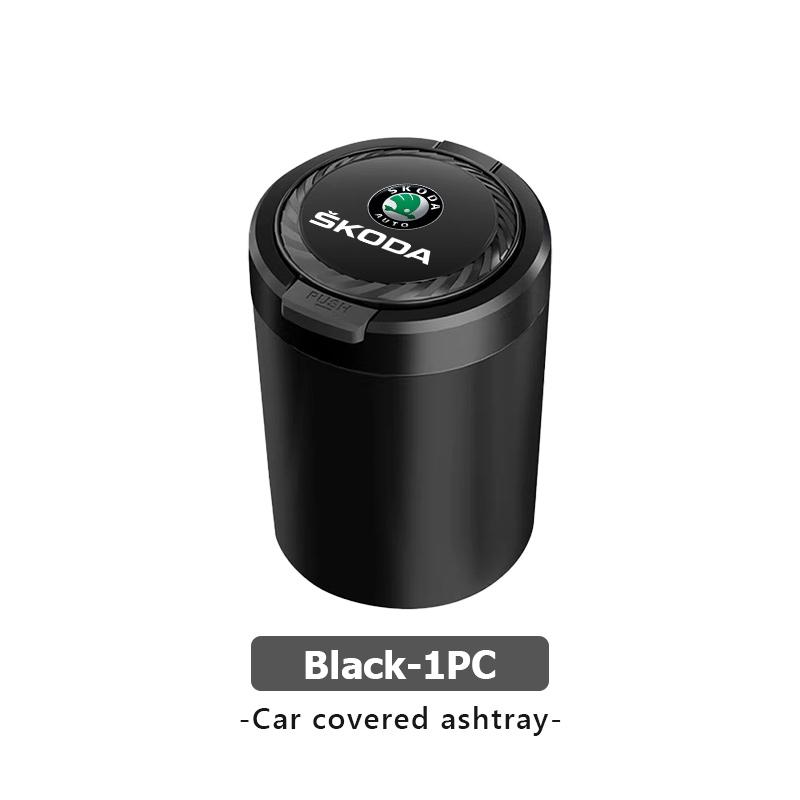 AAFO1 Car Emblem LED Ashtray Portable Smoke Ashes Holder Auto Interior Accessories For Skoda Kodiaq Fabia Kamiq Karoq Octavia 2 3