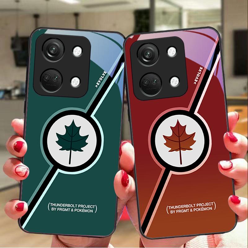 Maple Leaves Yellow For OnePlus Nord 3 5 6T 7 Pro 8 12 10T Reno8 Lite 5G 10R Nord N30 Hard Shell Tempered Glass Phone Case Black