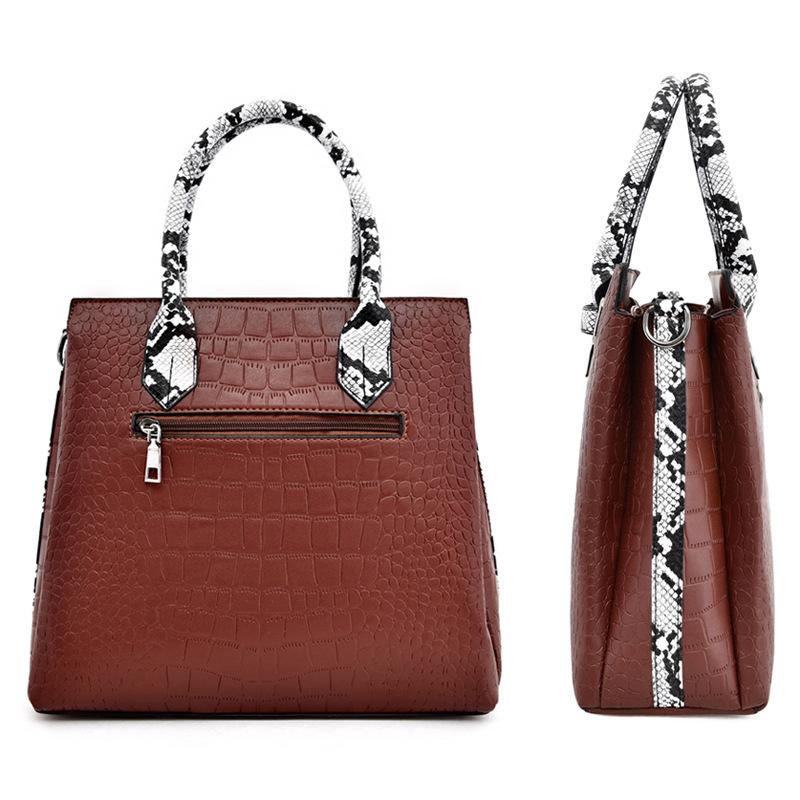 Fashion Big Bag New Solid Color Crocodile Pattern Bag Snake Pattern Handbag Oblique Span Shoulder Bag Women's Bag