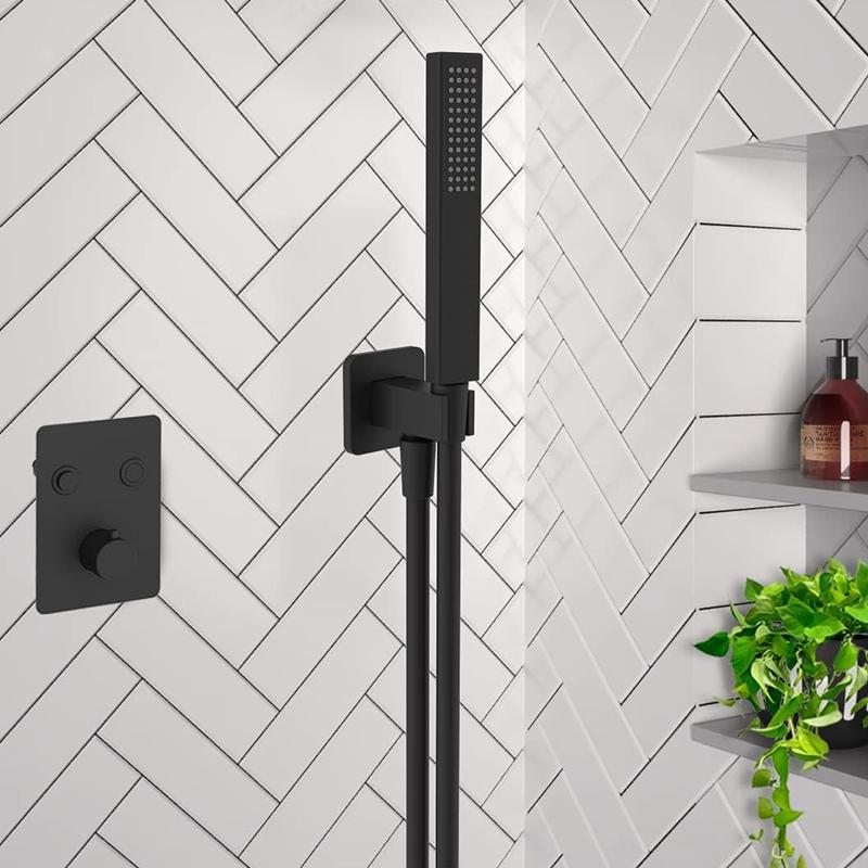 Bourdillat Wall Supply Elbow with Hand Shower Holder Square 1/2″Shower Hose Connector, Wall Mount Drop Ell Union Water Outlet