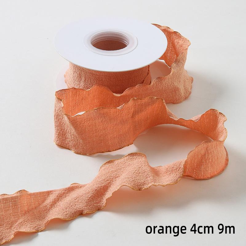 25/40mm 10Yards Candy Color Ribbon Wavy Edge Fishtail Yarn Ribbon for Gift Wrapping DIY Bow Bouquet Cream Style Wrinkled Ribbons