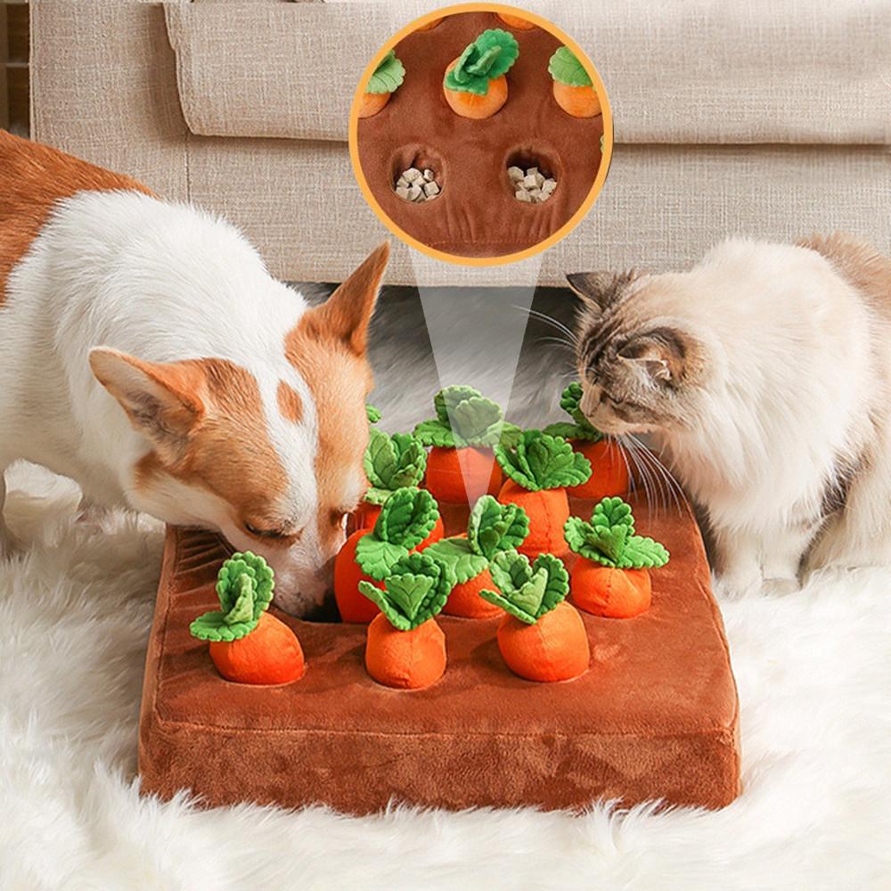 Professional Cat Dog Puzzle Toy Durable Dogs Pets Plush Carrot Chew Toys Snuffle Mat Dog Puzzle Feeder Toy Puppy Sniff Food Toys Eating Sport