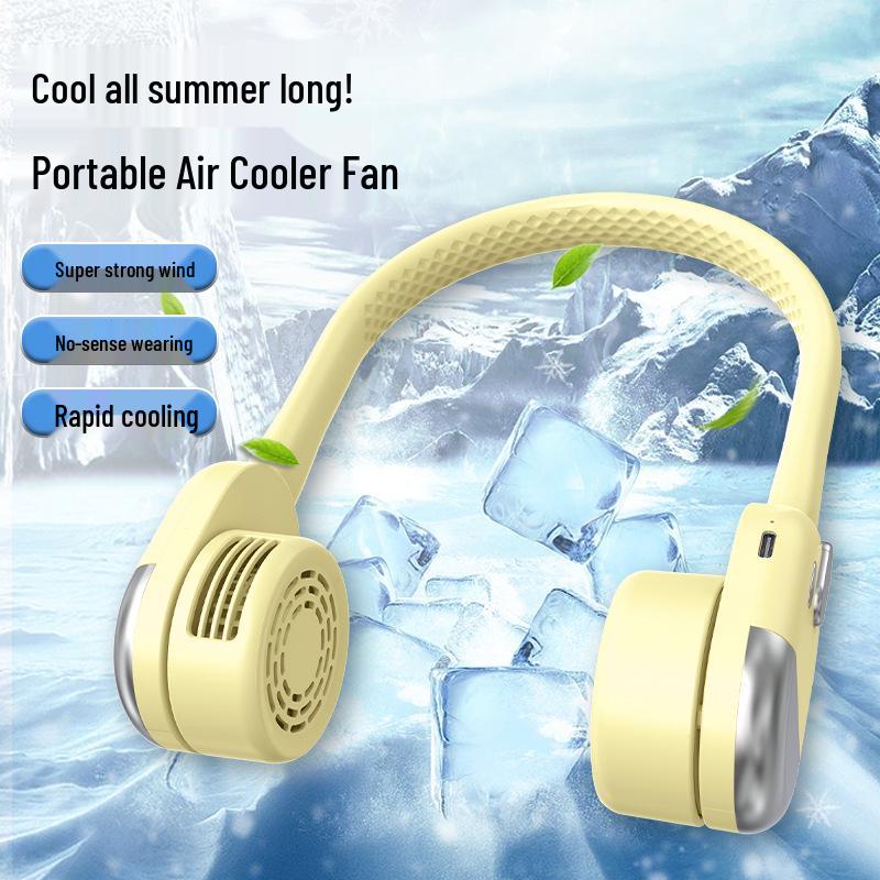 

Lightweight Three-Speed Quiet Leafless Neck Fan Silicone Neck-Hanging Fan SL607 бежевый