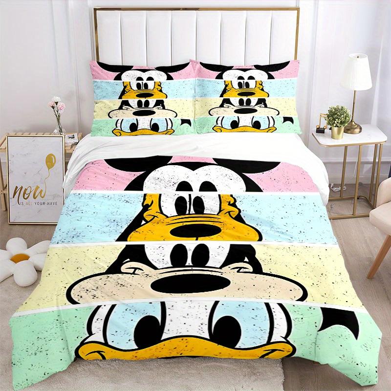 3pcs Mickey Mouse Printed Bedding Set, Breathable And Soft, Machine Washable, Christmas Gift, Suitable for Bedroom Decoration, 097