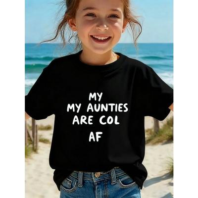 European Size Funny Cool Aunties Text Print T-Shirt Casual Graphic Tee.comfortable for Everyday Wear
