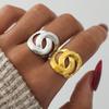 Stainless Steel Rings for Women 18K Gold Plated Multilayer Geometric Open Ring Vintage Waterproof Aesthetic Zircon Gift For Her