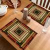 4-Pack Linen Placemats, 12x18 Inch Rectangular Table Mats, Abstract Geometric Stripe Design, Machine Washable Dining Decor for Home, Kitchen, Party