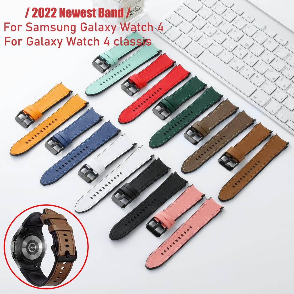 Buy 20mm Leather Silicone Bracelet Band Samsung Galaxy Watch 4 40/44mm