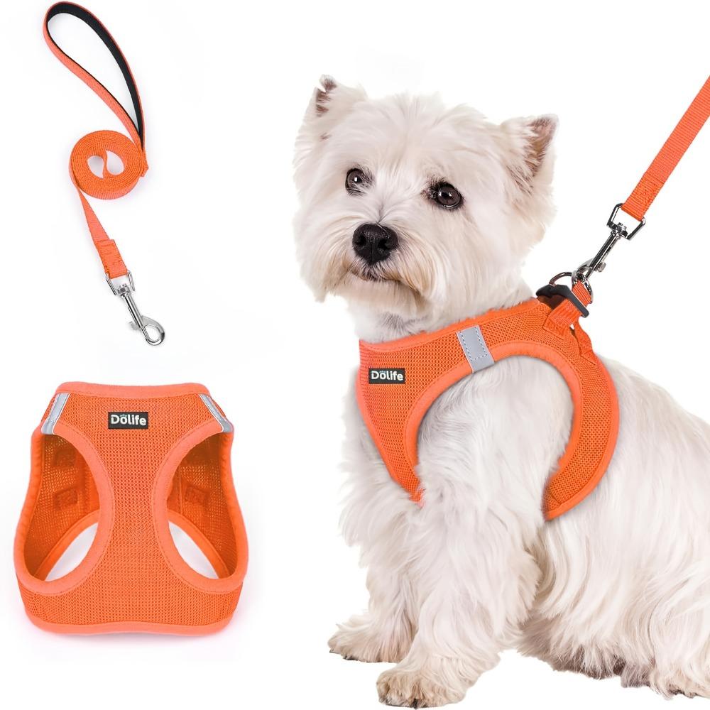1PC Walk-in Dog Chest Strap and Leash Set, All-weather Breathable Mesh, Reflective, Soft and Lightweight Pet Vest