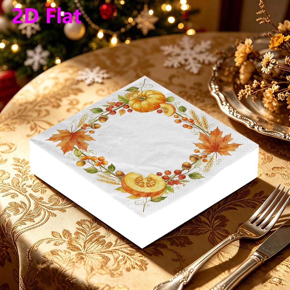 20pcs Disposable Napkins with Pumpkin, Maple Leaves Pattern Print for Wedding,Parties,and Daily Use for Thanksgiving Fall Christmas Table Decoration