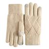 Knitted Gloves Men's and Women's Winter Double-layer Velvet Thickened Outdoor Cycling Warm Solid Color Touch Screen Gloves