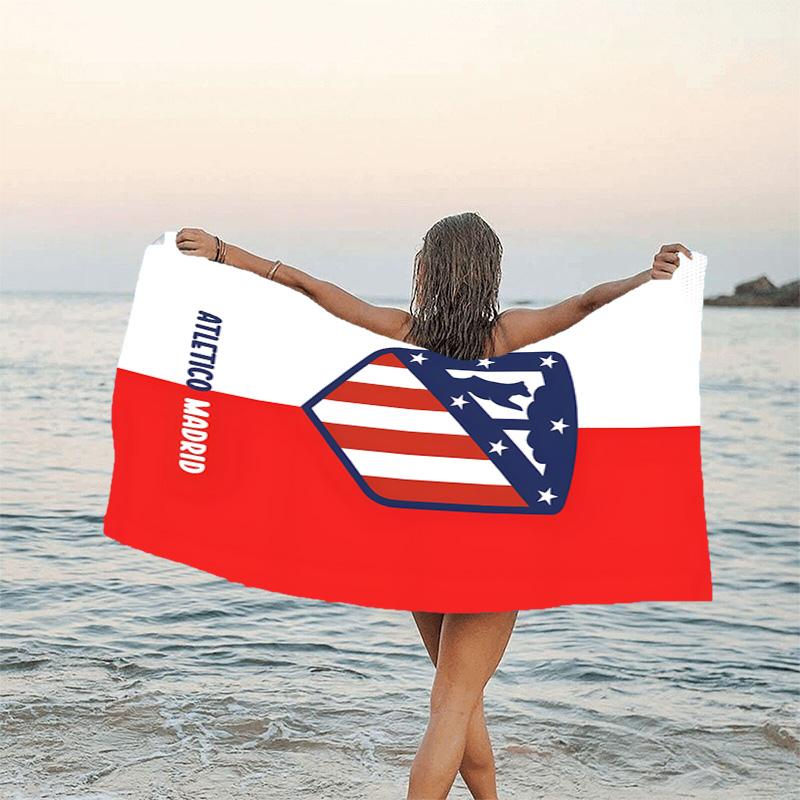 1pc Atletico Madrid Beach Towel, Beach and Seaside Swimming Pool Equipment, Fashion Pattern, Rectangular, Travel Essentials
