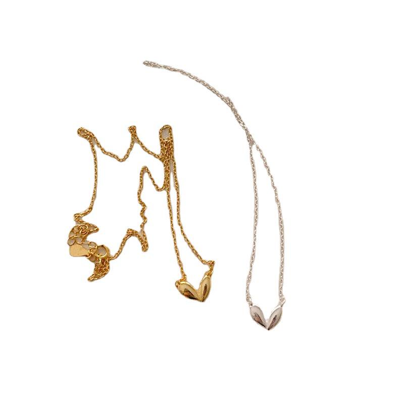 Korean Style Retro Small Heart Water Drop Necklace for Women - Creative & Elegant Clavicle Chain Jewelry