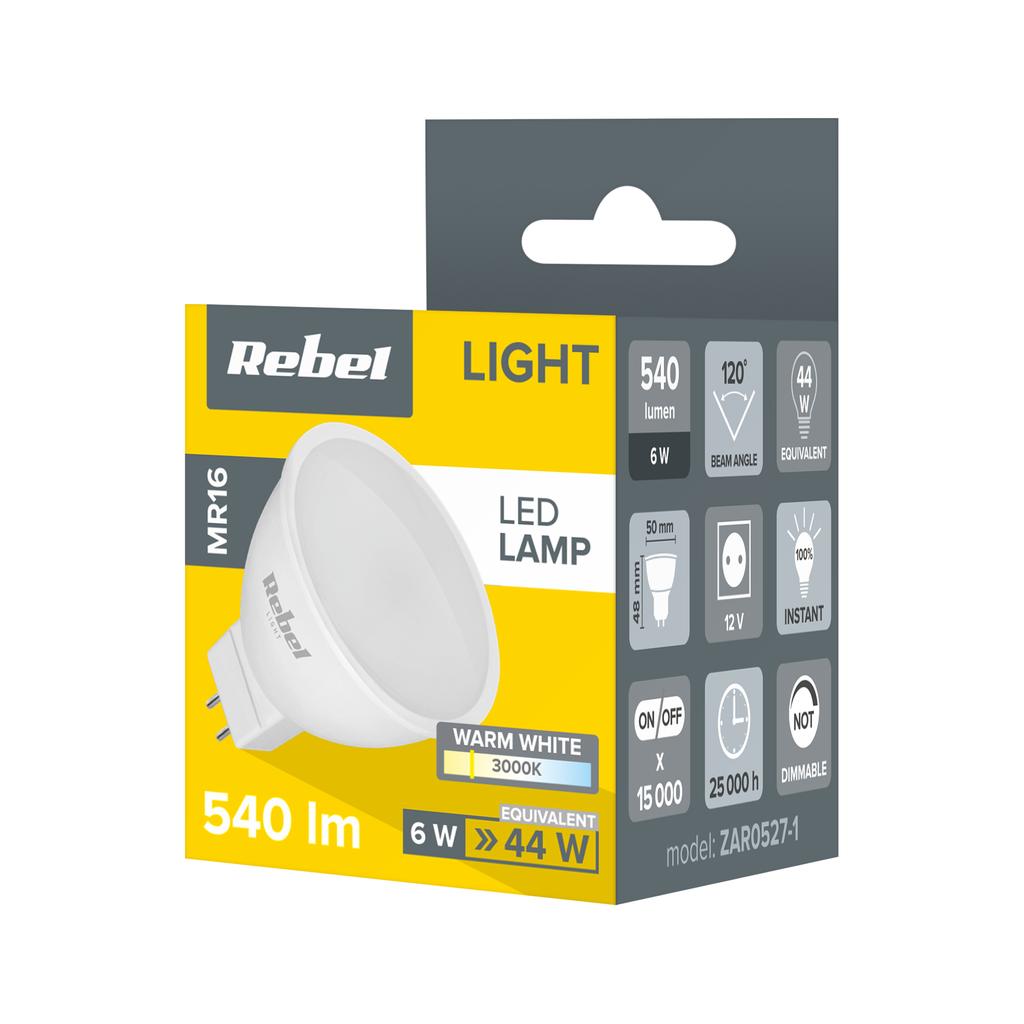 LED lamp bulb 6W MR16 3000K 12V Rebel