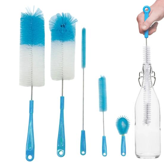 5Pcs/Set Long Handle Bottle Brushes Ergonomic Handle Beer Wine Decanter Bottle