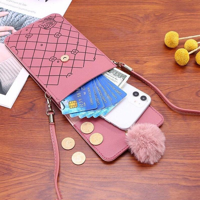 Women's Transparent Touch Screen Crossbody Phone Bag – Cute, Thin & Simple Mini Shoulder Coin Purse