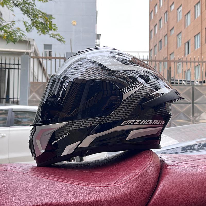 Electric vehicle helmet men's and women's face-opening helmet summer double mirror tail semi-full cover type personalized four-season Bluetooth couple