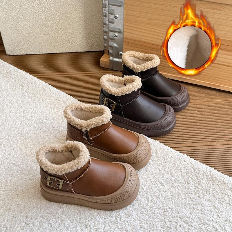 Kids' Winter 2025 Velvet-Lined Boots: Cozy Short Boots for Boys & Girls