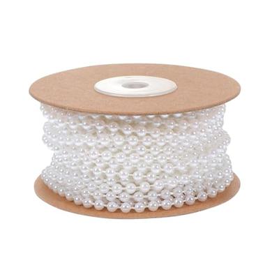 EXCEART Artificial Pearl Chain, Beaded Chain, Pearl Braid Chain, Obi-jime, 4mm Pearls, White Pearls, Craft Decoration, Pearl Garland, 10m, DIY, Handma