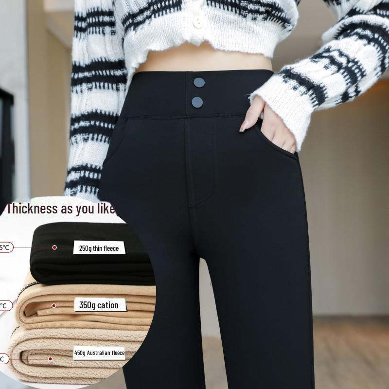 

Легінси з високою посадкою чорні «Акула» - Оксамитові зимові штани-олівець великого розміру L (80-110 jin)