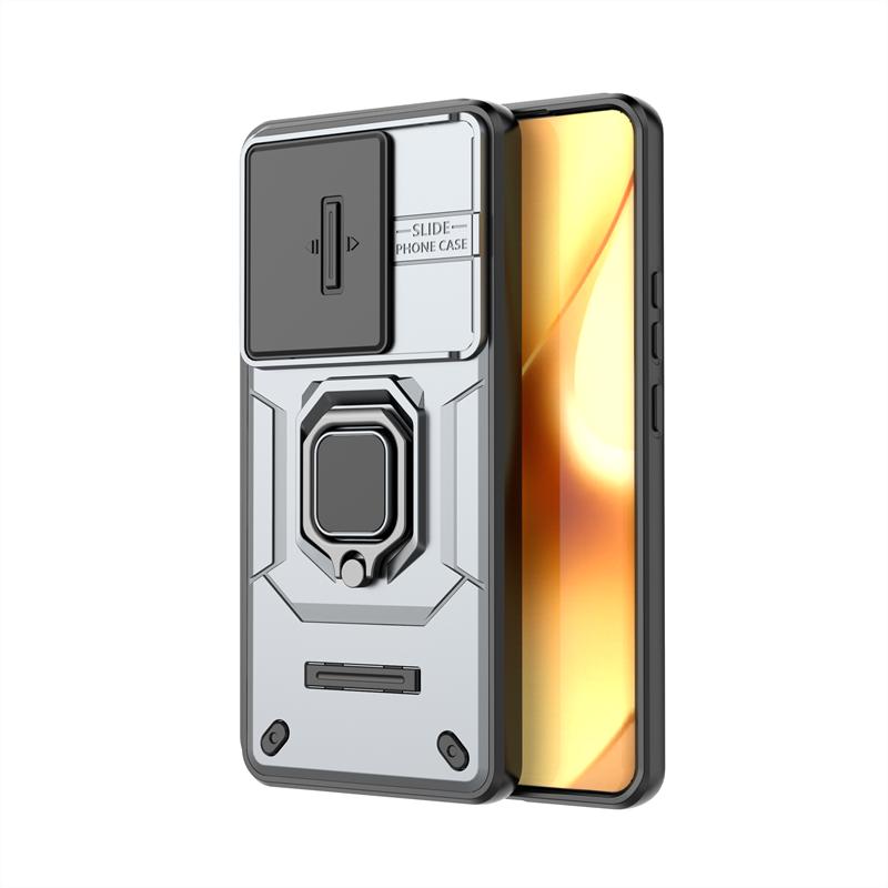 

Чехол для телефона с выдвижным окном для Realme 15 Pro 5G, противоударный чехол с кольцом-держателем, магнитная крышка для Realme 15 Pro, чехол для Realme 15 Pro For Realme 15 5G серый