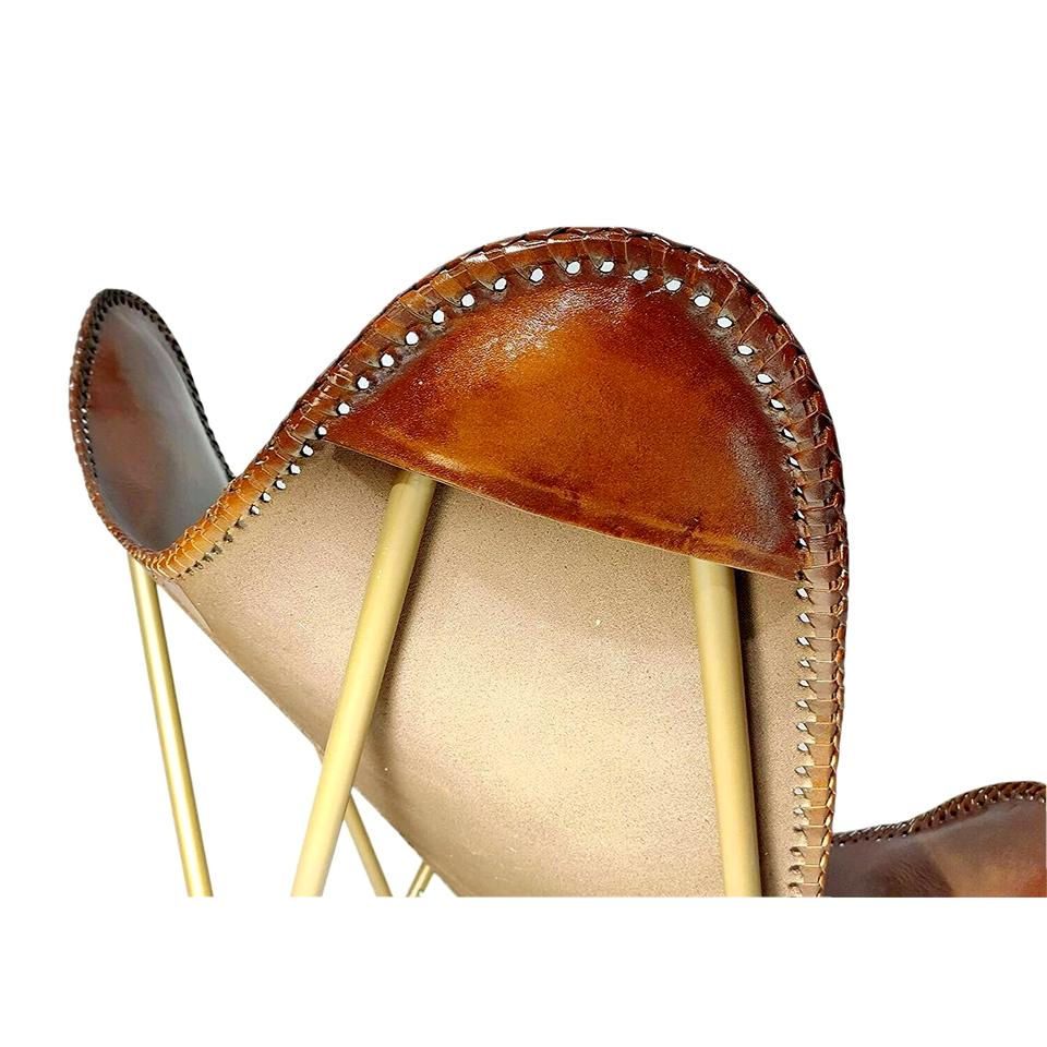 Indian handicrafted tan Leather Vintage Butterfly Chair Folding chair\seat