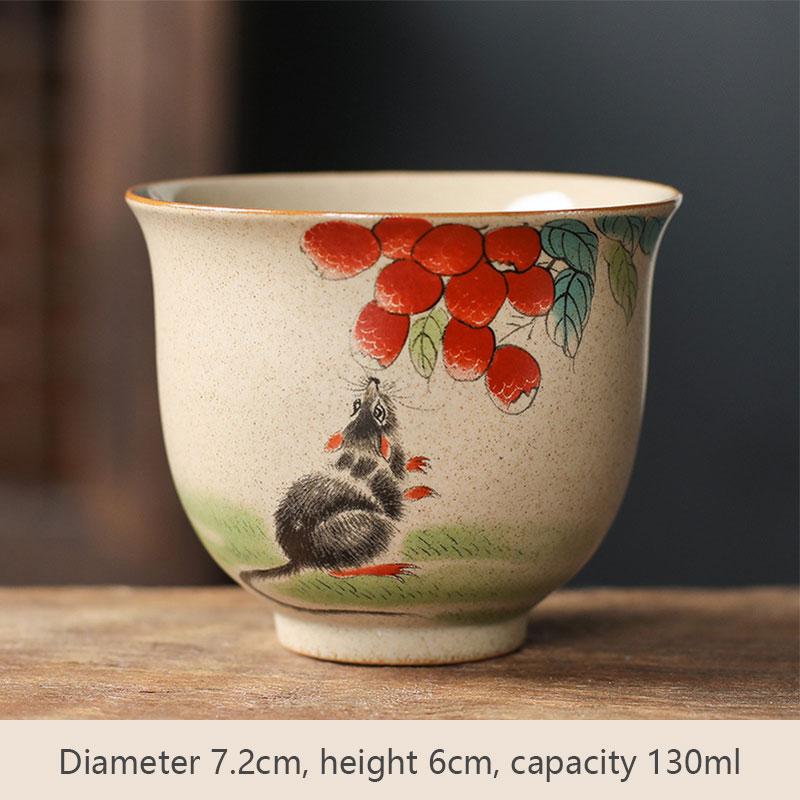 Chinese Ceramic Teaware Zodiac Tea Cups Vintage Pottery Ceremony KungFu Teacups Tea Wine Mug Espresso Coffee Cup
