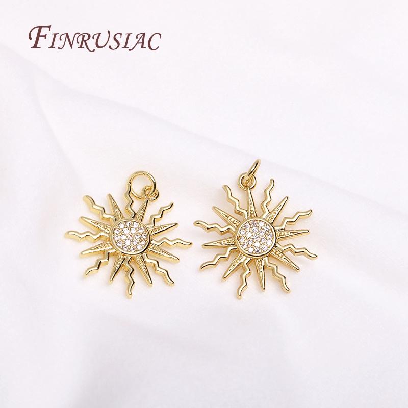 18K Gold Plated Sun Charm Pendant For Jewelry Making DIY Accessories, Handmade Jewellery Material